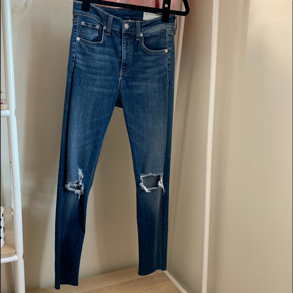 Rag and bone high rise skinny jeans.